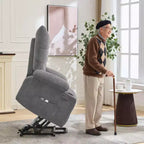 Power Lift Recliner Chair for Elderly with Massage and Heat, Oversized Massage & Heat Recliner with Soft Padded Upholstery, Side Pocket & Cup Holders