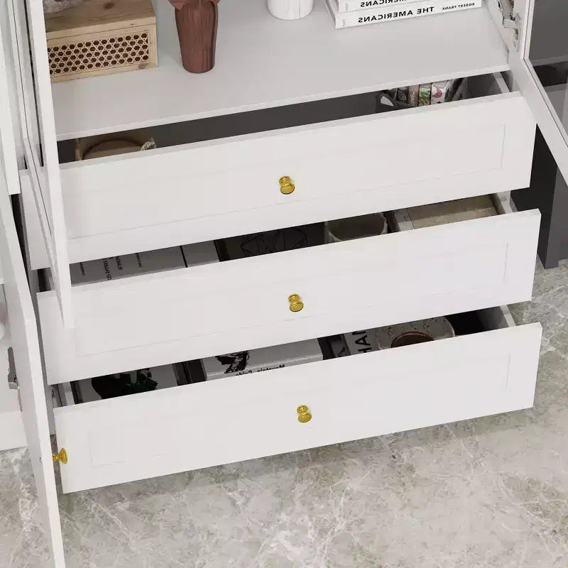 Famapy Kombi-Vitrine mit Glastüren, Bücherregal, Organizer und Vorratsschrank