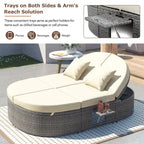 Outdoor Sun Bed Patio 2-Person Daybed with Cushions and Pillows