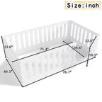 White Twin Montessori Floor Bed with Fence Rails & Door 鈥?Solid Wood, 1 Child