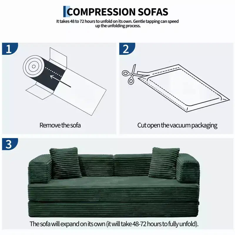 80.7 5-in-1 Convertible Sleeper Sofa Bed 鈥?Corduroy, 1200 lbs, No Assembly