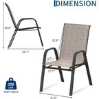 Terrasstoelen, stapelbare buiteneetkamerstoelen, set van 4/6, lichtgewicht weerbestendige textilene tuinstoelen met armleuningen voor achtertuin en zwembadterras