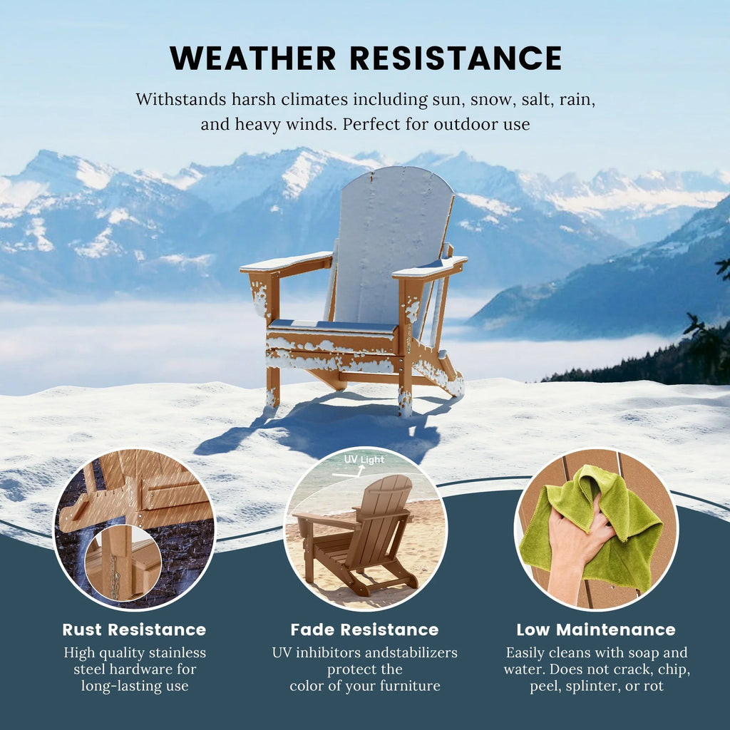 Polytrends Laguna Adirondack stolica za vanjsku terasu, otporna na izbljeđivanje i sve vremenske uvjete, sklopiva