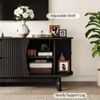 Black/Brown Mid Century TV Stand with 2 Drawers, for 1 Room