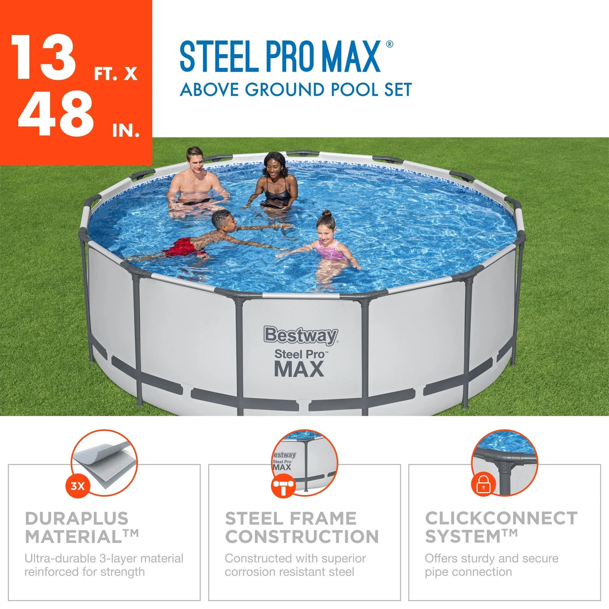 Bestway Steel Pro MAX Round Above Ground Swimming Pool with Pump & Cover