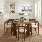 7-delige ovale eetkamertafelset voor 6 personen, grote familiekeukentafel van 71 inch met 6 gevoerde eetkamerstoelen, walnoot - Christopher Knight Home