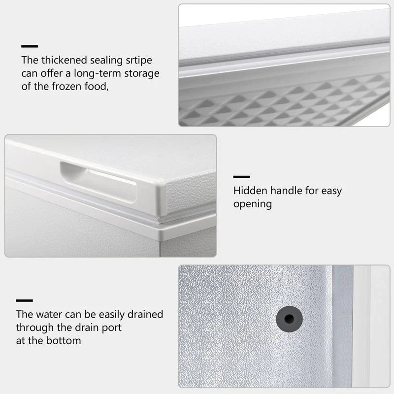 Congelatore a pozzetto da 1,8 piedi cubi con cestello rimovibile, scarico inferiore, termostato a 7 livelli, design indipendente per casa e appartamento