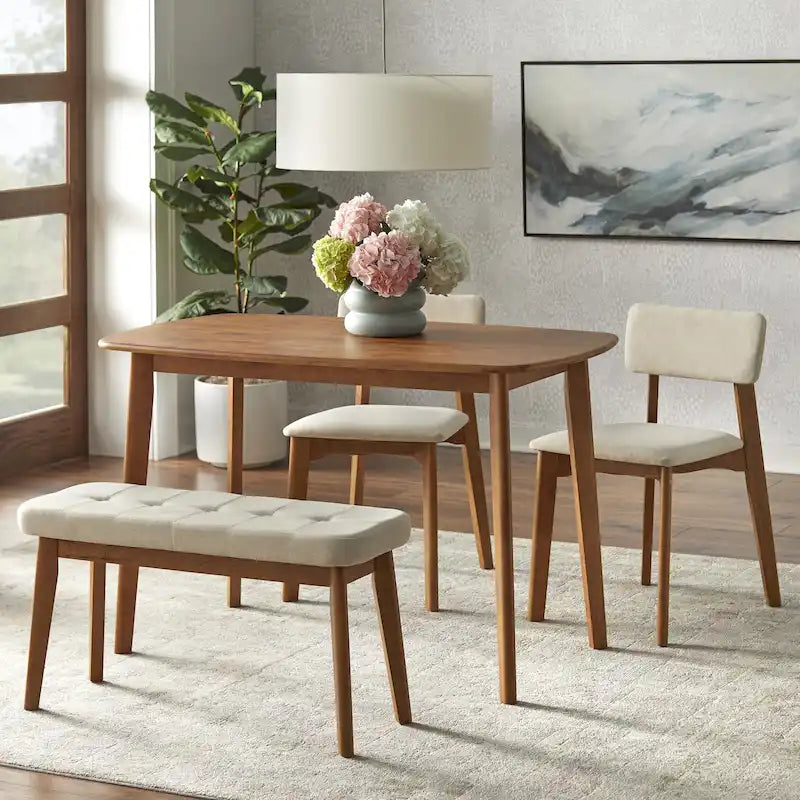 4-teiliges Nettie-Esszimmer-Set aus Massivholz von Simple Living