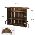 Boogvormige minibartafel met 4 opbergniveaus, modern-rustieke barkast voor thuis met voetensteun en MDF-constructie
