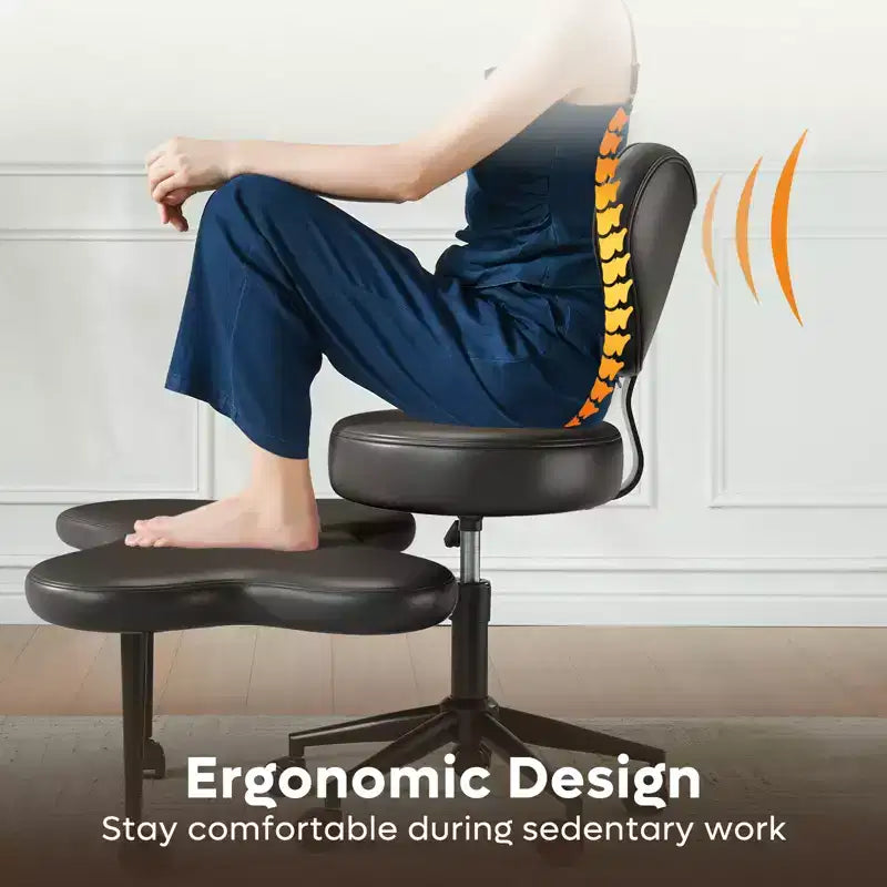 Pinmoco ergonomska uredska stolica s prekriženim nogama, podesiva meditacijska stolica, okretanje za 360°, lumbalna potpora, radna i uredska stolica, ADHD stolica