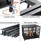 BOSSIN 48/38 inch Heavy Duty Indestructible Dog Crate, Escape Proof Dog Cage Kennel with Lockable Wheels