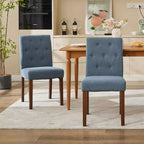Parsons-eetkamerstoelen met knopen en capitonnering, set van 6 / 4 – gestoffeerde keukenstoelen met houten poten en gewatteerde zittingen – meubels voor woonkamer en keuken