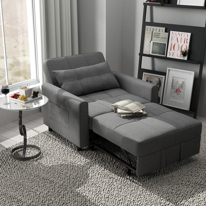 3-in-1-Schlafsofa mit verstellbarer Rückenlehne, ausziehbarer Sessel, umwandelbares Klappbett fürs Wohnzimmer