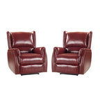 Genuine Leather Power Recliner with USB Port 鈥?Wingback Nailhead Set of 2