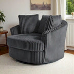 Extra grote 43 W pluche corduroy draaifauteuil met verzonken armleuningen en kuipvorm