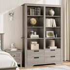 183 cm hohes Bücherregal mit 4 Schubladen, freistehendes Bücherregal im Landhausstil für Schlafzimmer, Wohnzimmer und Homeoffice