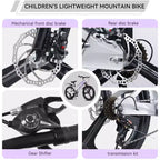 NAYSAYE mountainbike voor kinderen van 20 inch met 7 versnellingen en frame van magnesiumlegering, voor jongens en meisjes van 8-12 jaar, 57.09*21.65*29.92