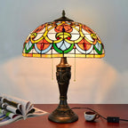 HomeyFad Vintage-Tischlampe mit 2 Leuchten, Edelstahlsockel und gläsernem Kuppelschirm