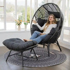 Sedia a uovo da interno FINCATI, sedia a uovo da esterno da 440 libbre, sedia a uovo oversize con pouf, sedia a uovo di lusso e confortevole con poggiapiedi