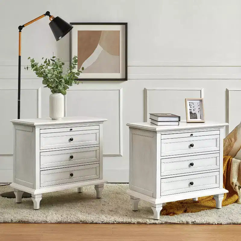 Comodino Giorgio con 3 cassetti e prese integrate, set da 2|HULALA HOME