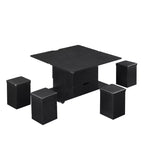 Multifunktionaler moderner Couchtisch mit Liftplatte, verborgenem Stauraum, 4 Hockern und Rollen – perfekt für moderne Wohnbereiche