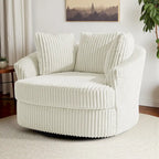 Extra grote 43 W pluche corduroy draaifauteuil met verzonken armleuningen en kuipvorm