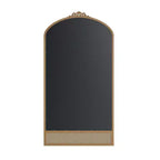 37 in. W x 71 in. H Classic Carved Arch Wood Frame with Rattan Bottom Wall Mirror in Brown