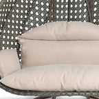Poltrona sospesa a uovo LeisureMod per 2 persone con supporto - Altalena da patio in rattan intrecciato per esterni/interni, chaise longue con cuscini