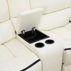 MAYEERTY električna ljubavna sofa s funkcijom nagiba, električna kožna fotelja za 2 osobe od prozračne kože s prostorom za pohranu i držačima za čaše za dnevni boravak, bijela