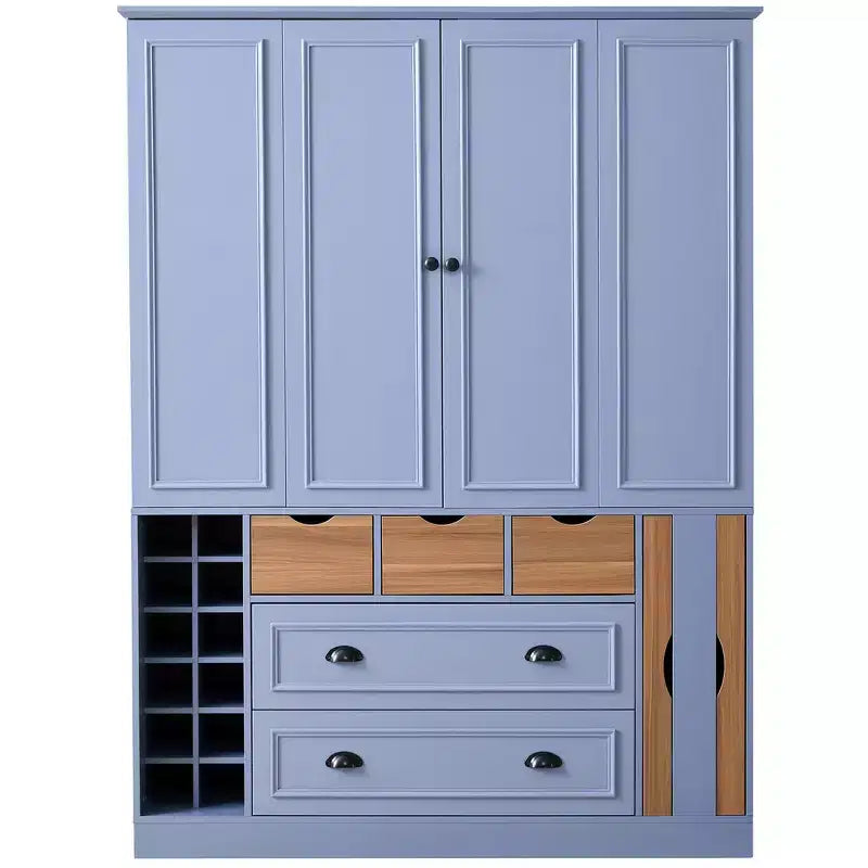 Dispensa da cucina indipendente Whisen alta 71", grande armadietto per riporre stoviglie con 4 ante pieghevoli, ripiani, portabottiglie