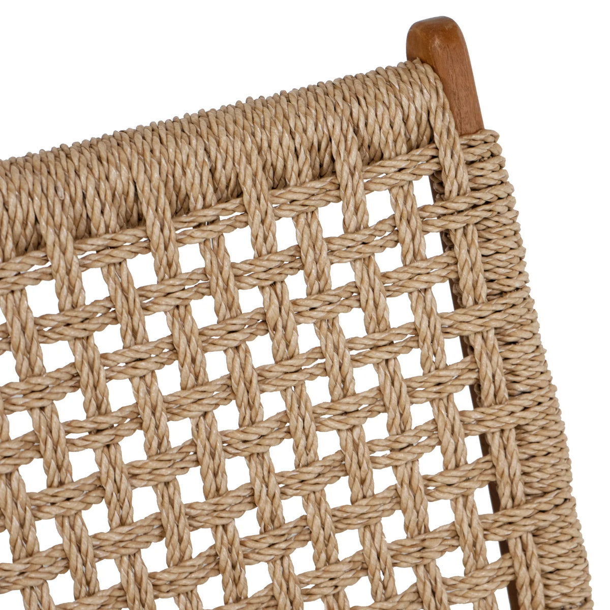 Rustikaler Loungesessel aus Teakholz mit Flechtwerk – Outdoor