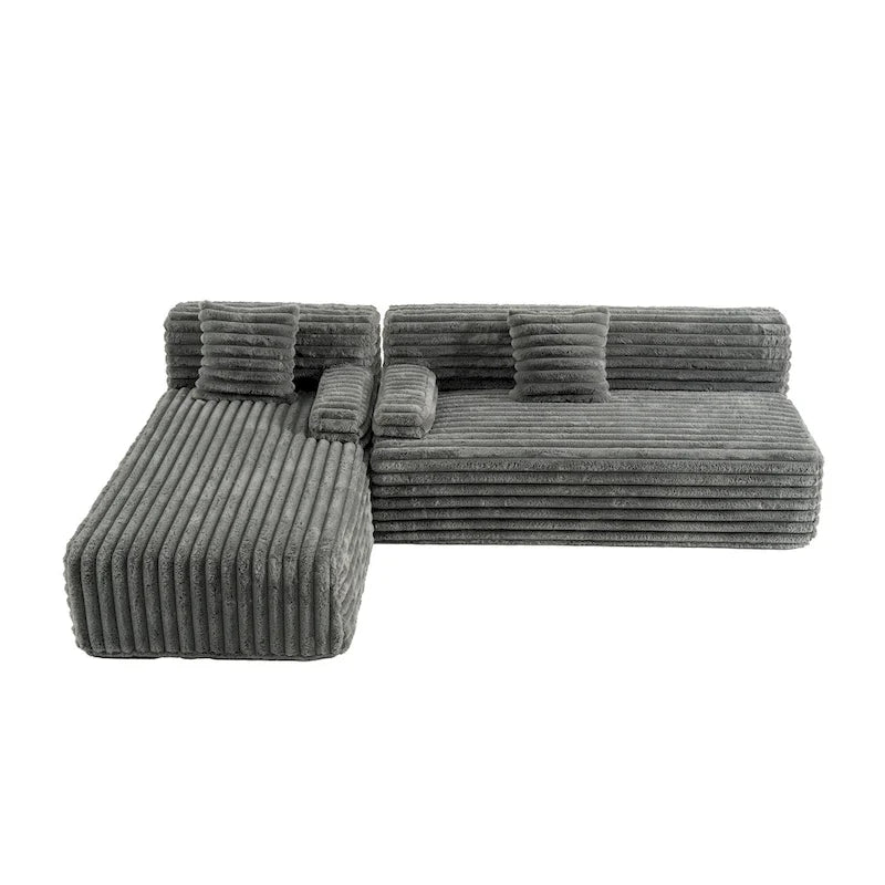 Modularna kutna sofa Cloud, moderna tapecirana sofa s 2 ukrasna jastuka, slobodno kombinirajuća modularna sofa u obliku slova L