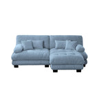 L Shaped Loveseat Sofa Chenille Sectional Couch with Lumbar Pillows