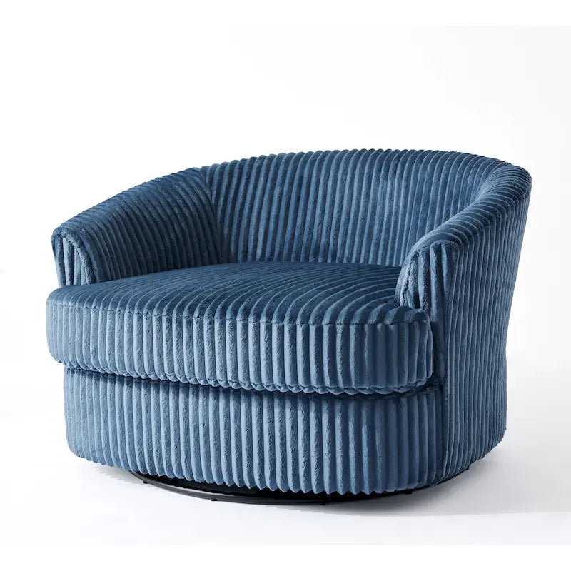 Extra grote 43 W pluche corduroy draaifauteuil met verzonken armleuningen en kuipvorm