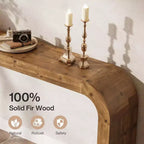 Lantine 70.87-Inch Solid Wood Console Table, Farmhouse Sofa Table with Waterfall Corners for Hallway, Living Room, Behind Couch, Natural Wood