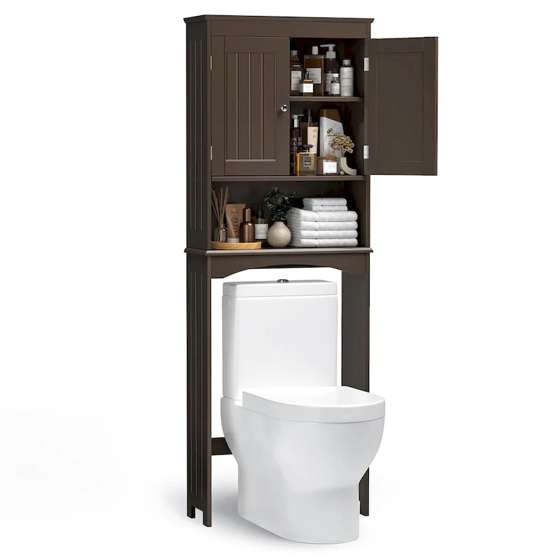 Opbergkast voor de badkamer, toilet- en badkamerkast, badkamerplank boven het toilet, ruimtebesparend toilet