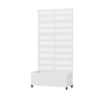 MAYEERTY White Wrought Iron Rectangular Planter with Trellis (Harold Wide-Narrow B Louvered), 72x35x16, 5-Piece Indoor Outdoor Garden Decor
