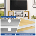 Mobile TV angolare in stile farmhouse, centro d'intrattenimento e consolle multimediale per TV fino a 55" con presa di corrente