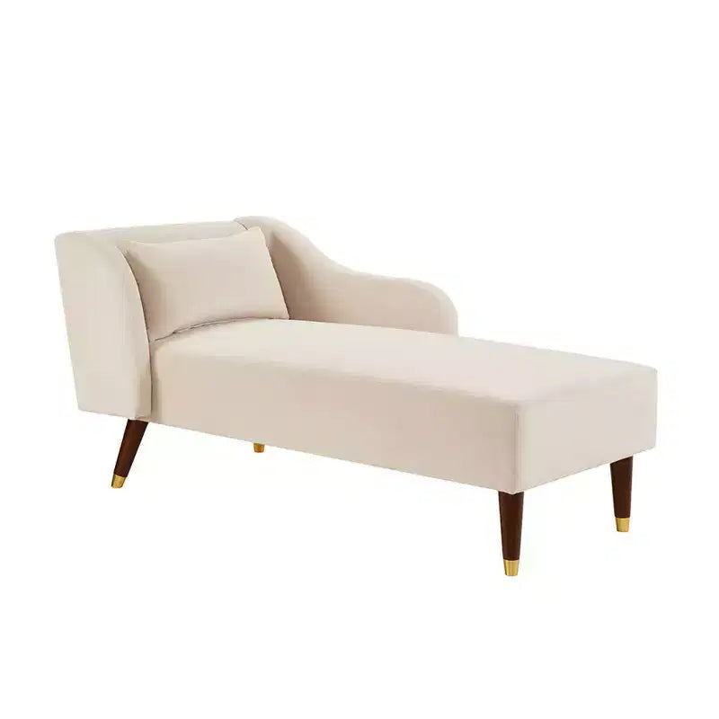 Moderne fluwelen chaise longue, gestoffeerde chaise longue met gebogen armleuning, slaapbank voor slaapkamer, kantoor of woonkamer
