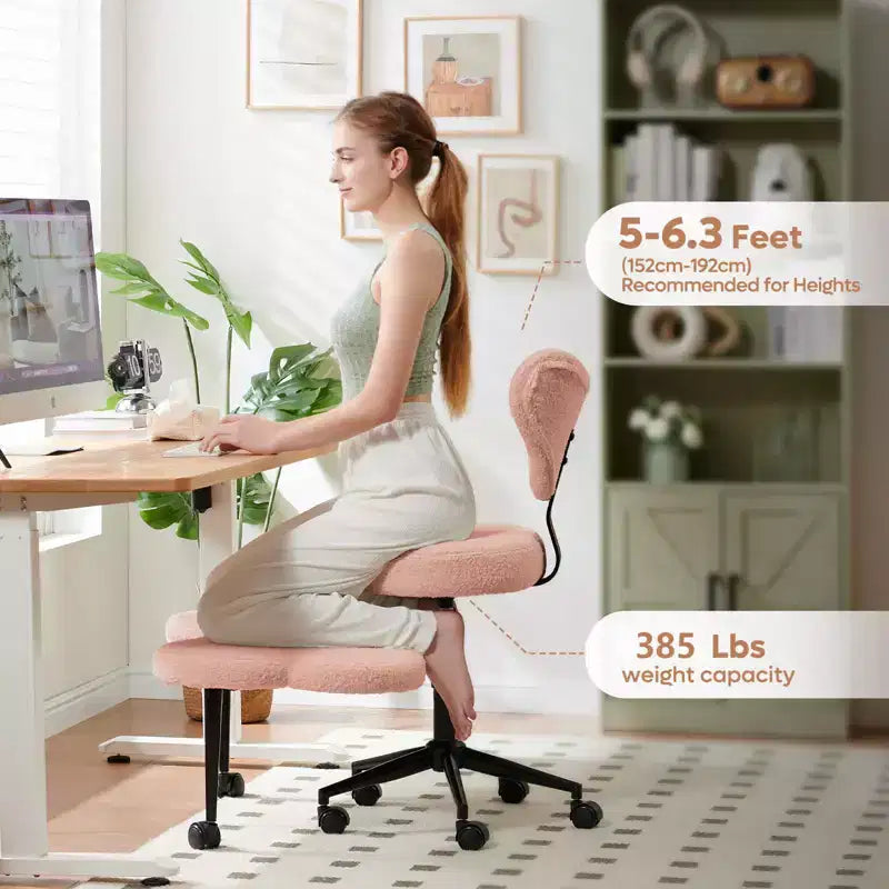 Pinmoco ergonomska uredska stolica s prekriženim nogama, podesiva meditacijska stolica, okretanje za 360°, lumbalna potpora, radna i uredska stolica, ADHD stolica