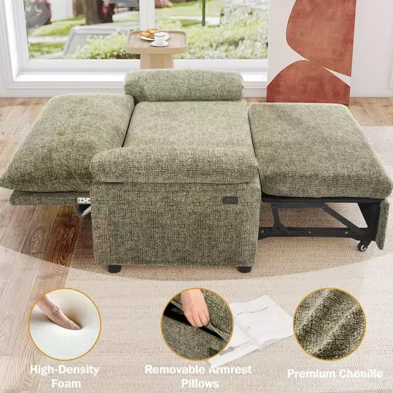 Dyonery 3-in-1-Schlafsofa, ausziehbares Schlafsofa mit verstellbarer Rückenlehne