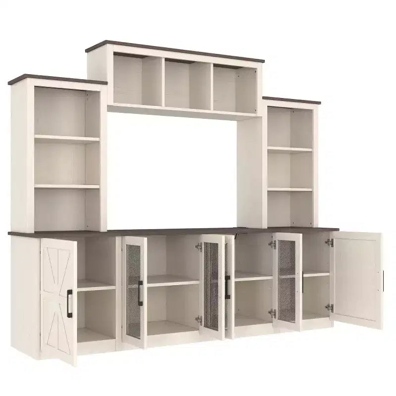 Moderne tv-kast voor een 55-inch tv met oplaadstation, mediaconsole met grote opbergkasten, entertainmentcentrum voor de woonkamer-Panipeachy