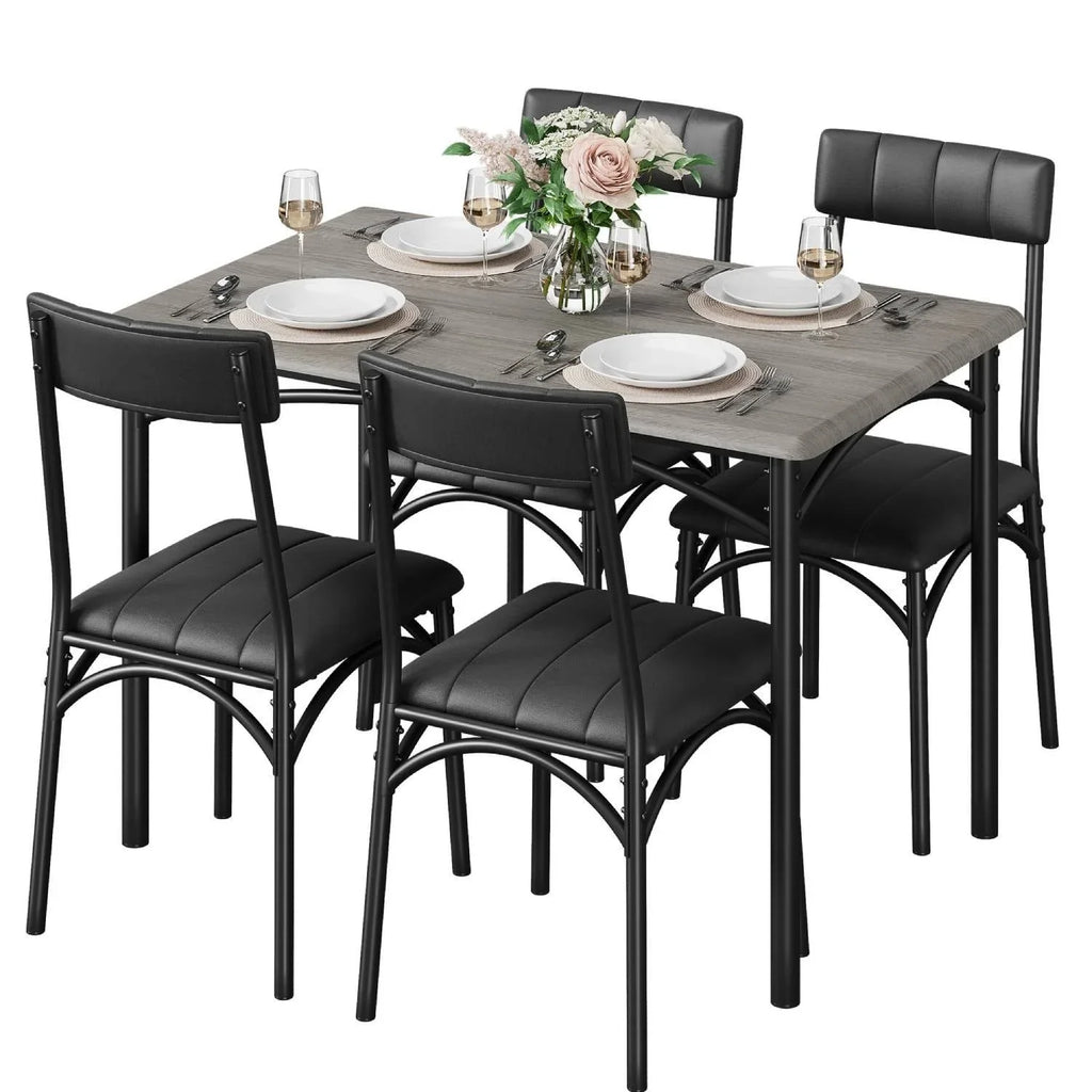 Set da pranzo rettangolare per 4 persone con sedie imbottite