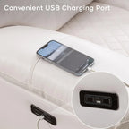 Elektrisch verstellbares Sofa mit kabellosem Ladegerät, Leselicht, LED-Beleuchtung für das Wohnzimmer, Kunstleder, AC-/USB-Anschluss, Getränkehalter, Schwarz