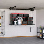 Verstellbares, strapazierfähiges Deckenregal für die Garagenaufbewahrung, deckenmontiert mit Sicherheitsverriegelung, Tragfähigkeit 250 lb für Boxen, Werkzeuge, Fahrräder und die Garage