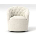 SEYNAR Modern Velvet Upholstered 360 Degree Swivel Barrel Chair with Button Tufted Back Set of 2
