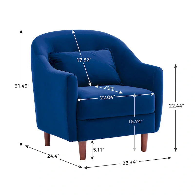 28.34W set van 2 accentfauteuils, fluwelen kuipstoel met poten van massief hout