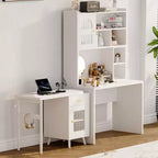 Okak moderner Schreibtisch aus Holz für das Homeoffice mit Tischplatte/Stuhl und Bücherregal, Stauraum-Schreibtisch für Jugendliche und Studierende zum Lernen und Arbeiten