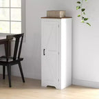 HOMCOM Farmhouse Storage Cabinet with Adjustable Shelf, Single Barn Door Accent Cabinet for Living Room, Floor Pantry Cabinet, White