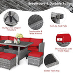 Costway 7-delige eethoek voor de patio van rotan, modulaire bank, fauteuil en voetenbank - Bekijk de details